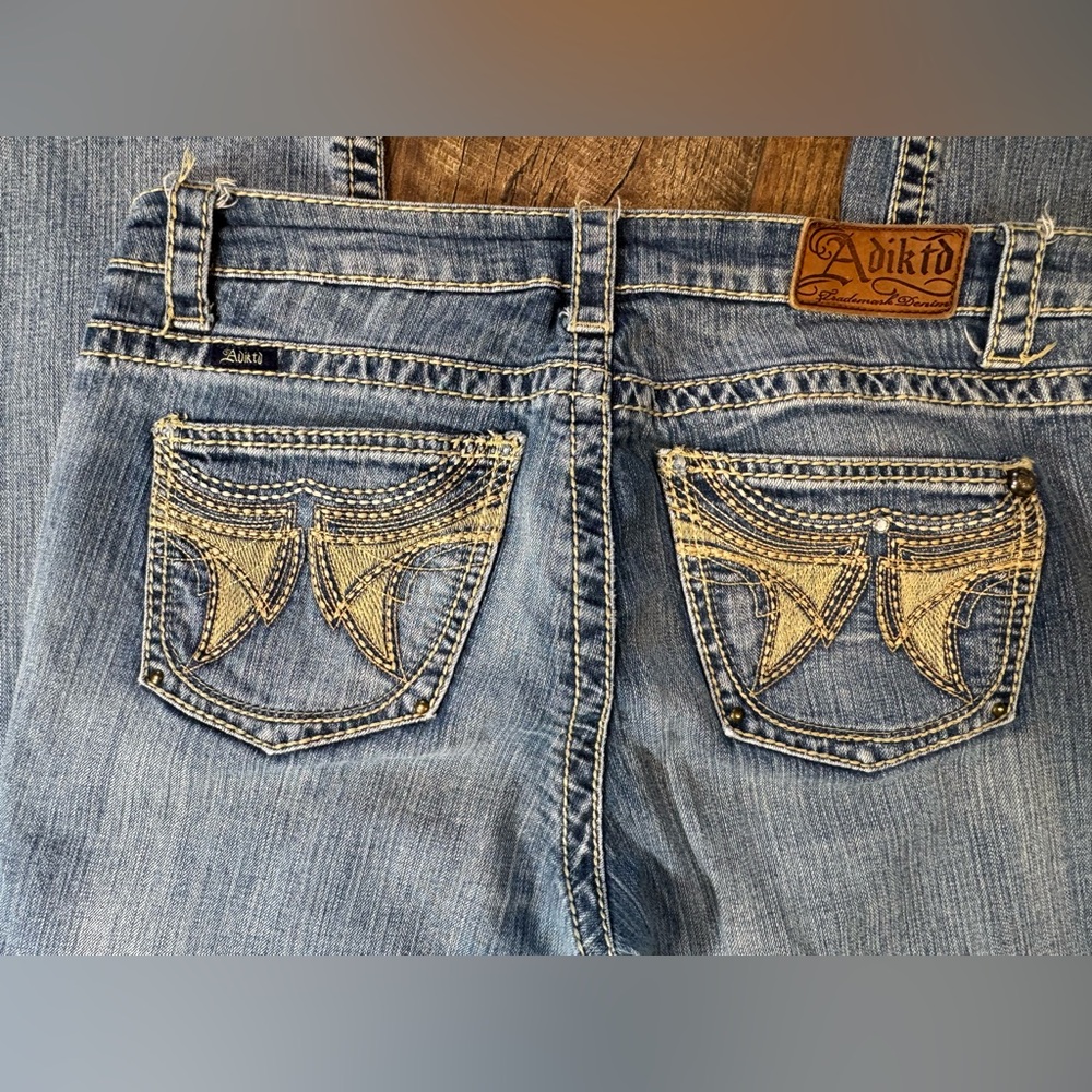 Adiktd Light Medium Blue Straight Leg Jeans Embellished Pockets Size 12 - Picture 7 of 10